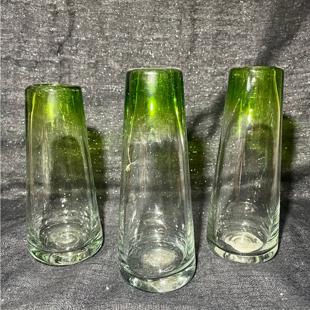 Small hand blown glass vases